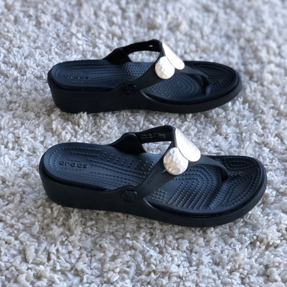 silver embellished flip flops